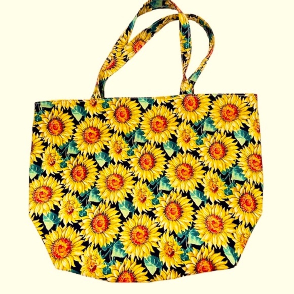 Handmade Tote Bag Colorful Sunflowers Fabric All Purpose Carry Shoulder Purse - Picture 4 of 6
